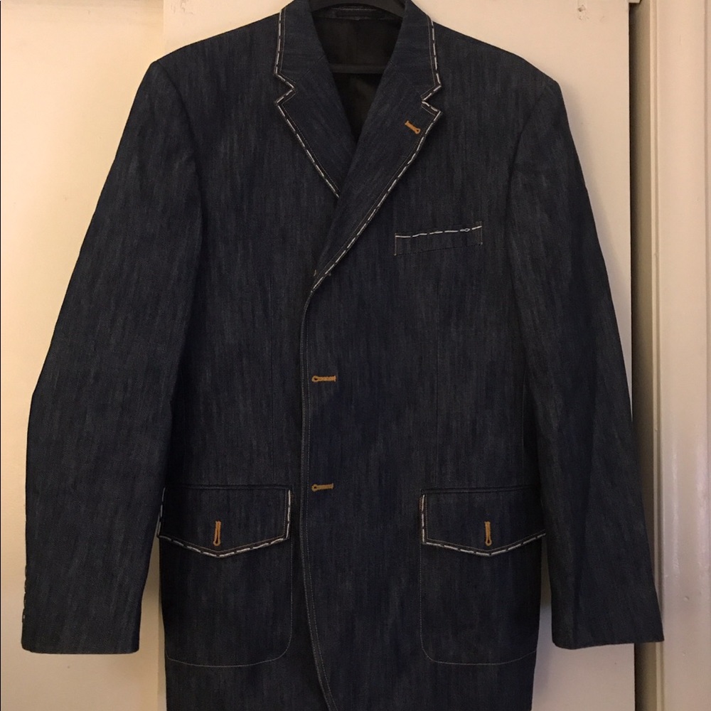 jean suit jacket and pants